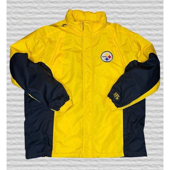 Vtg NFL Steelers Puffer Coat XL Hooded Jacket Fleece Lined Parka